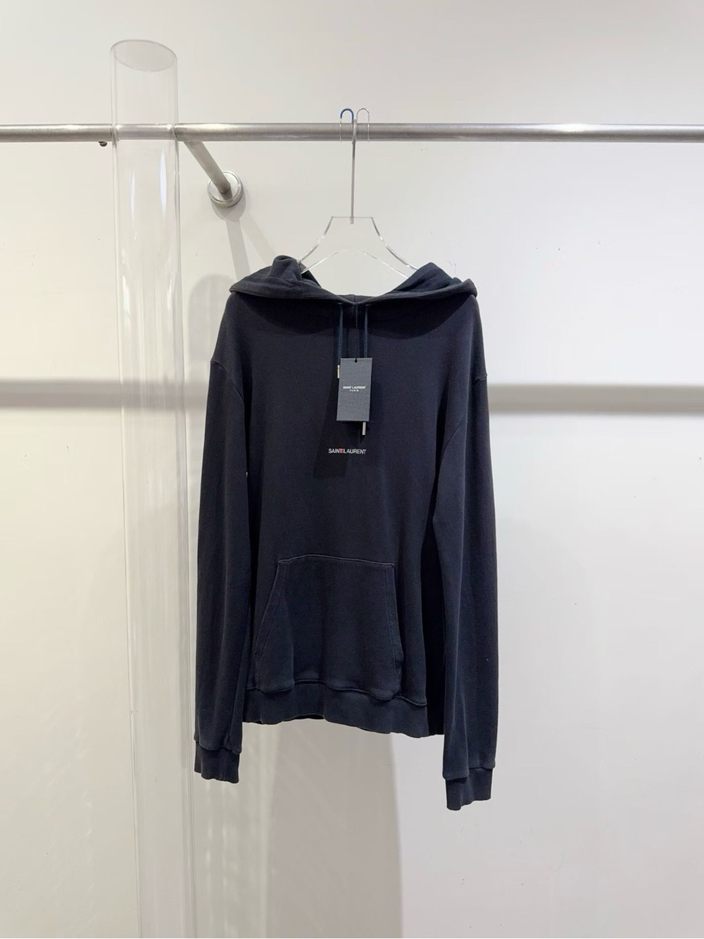 🚩steal Saint Laurent Black Logo Pullover Hoodie